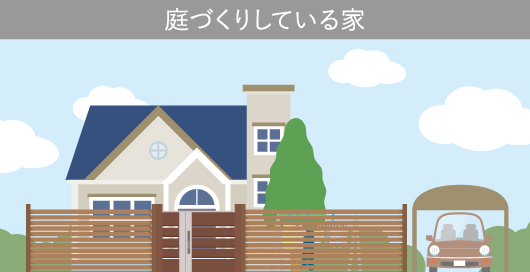 庭づくりしている家